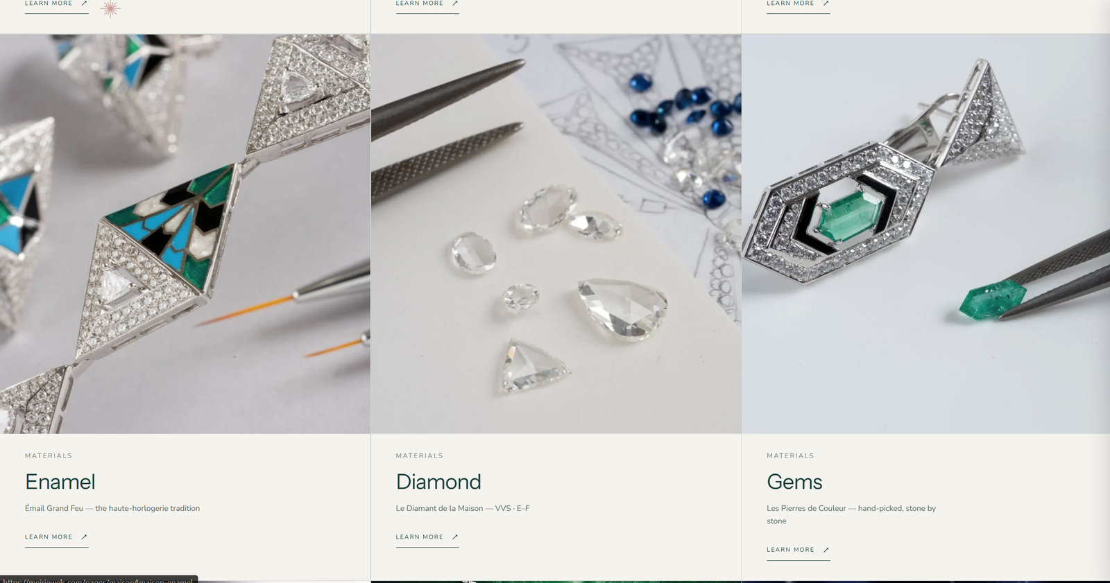 Website interface detail